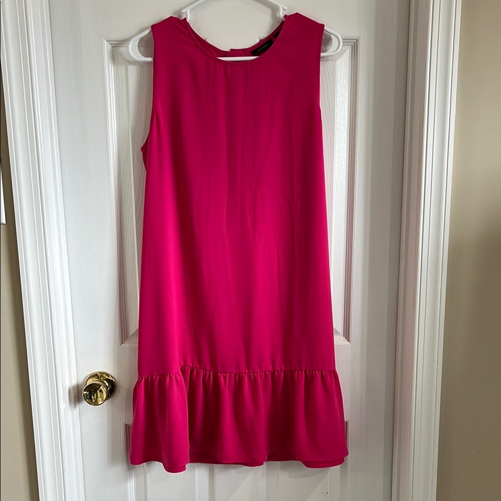 Halogen Ruffle Hen Shift Pink Sleeveless Dress